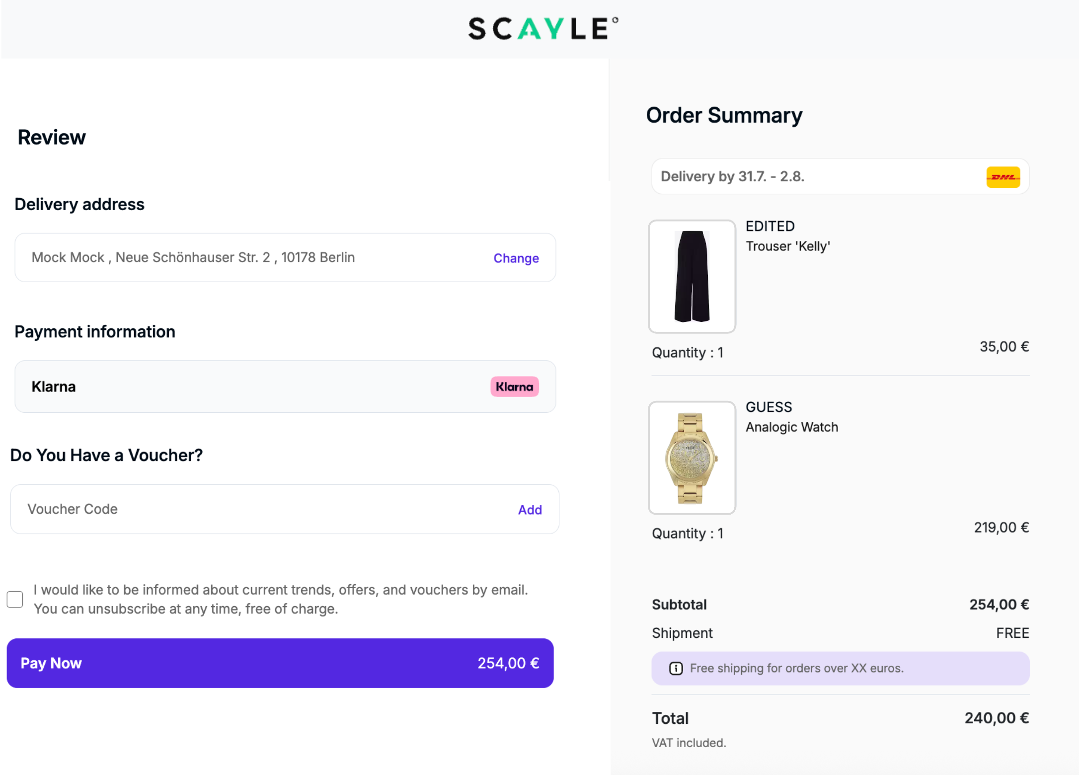 Order Review Page
